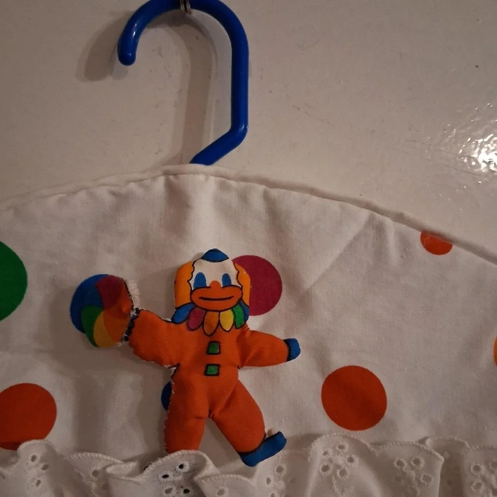 Vintage 80s Rainbow Circus Clown Diaper Stacker AOP‎ EUC